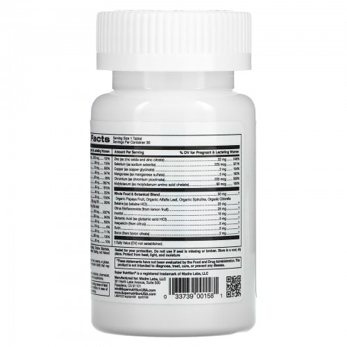 Super Nutrition, Simply One, пренатальные мультивитамины тройного действия, 30 таблеток Super Nutrition, Simply One, пренатальные мультивитамины тройного действия, 30 таблеток